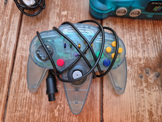 Nintendo 64 Ice Blue Clear Console PAL UK - Extra Controller + Expansion Pak N64