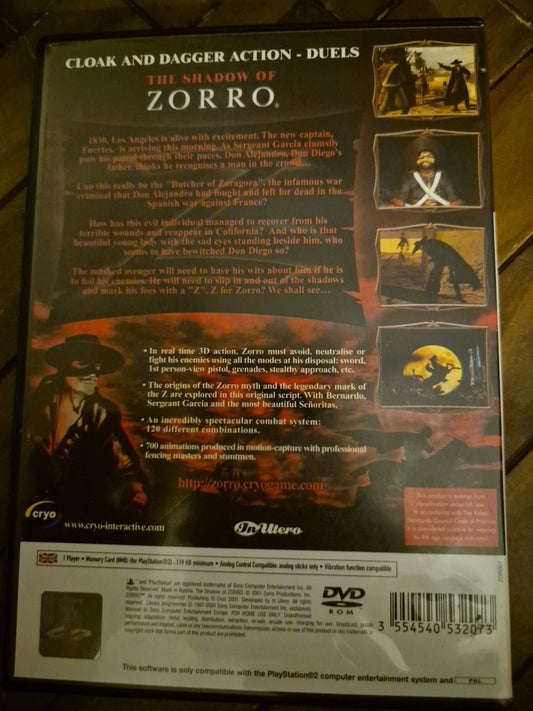 The Shadow Of Zorro PlayStation 2 Pal Complete With Manual Ps2