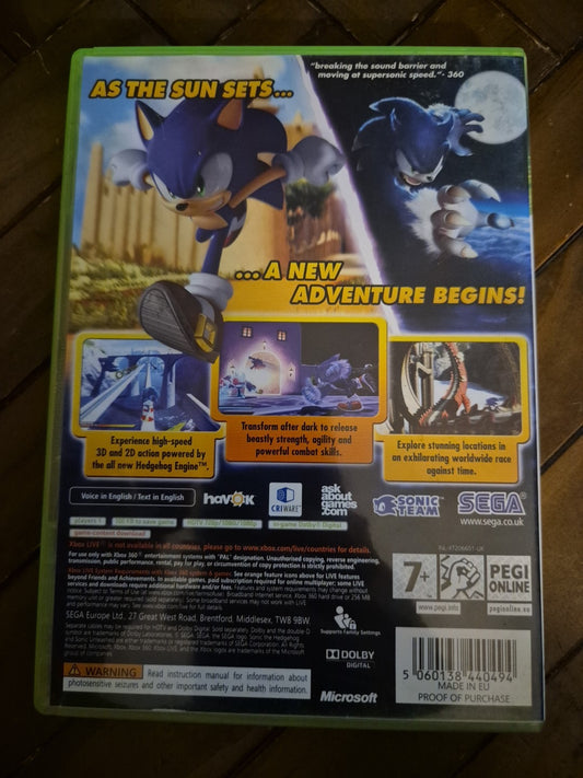 Sonic Unleashed (Xbox 360) PAL UK Complete With Manual
