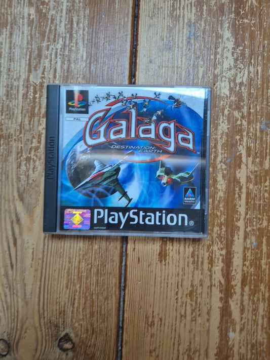 Galaga Destination: Earth PS1 Sony PlayStation Compete With Manual PAL UK
