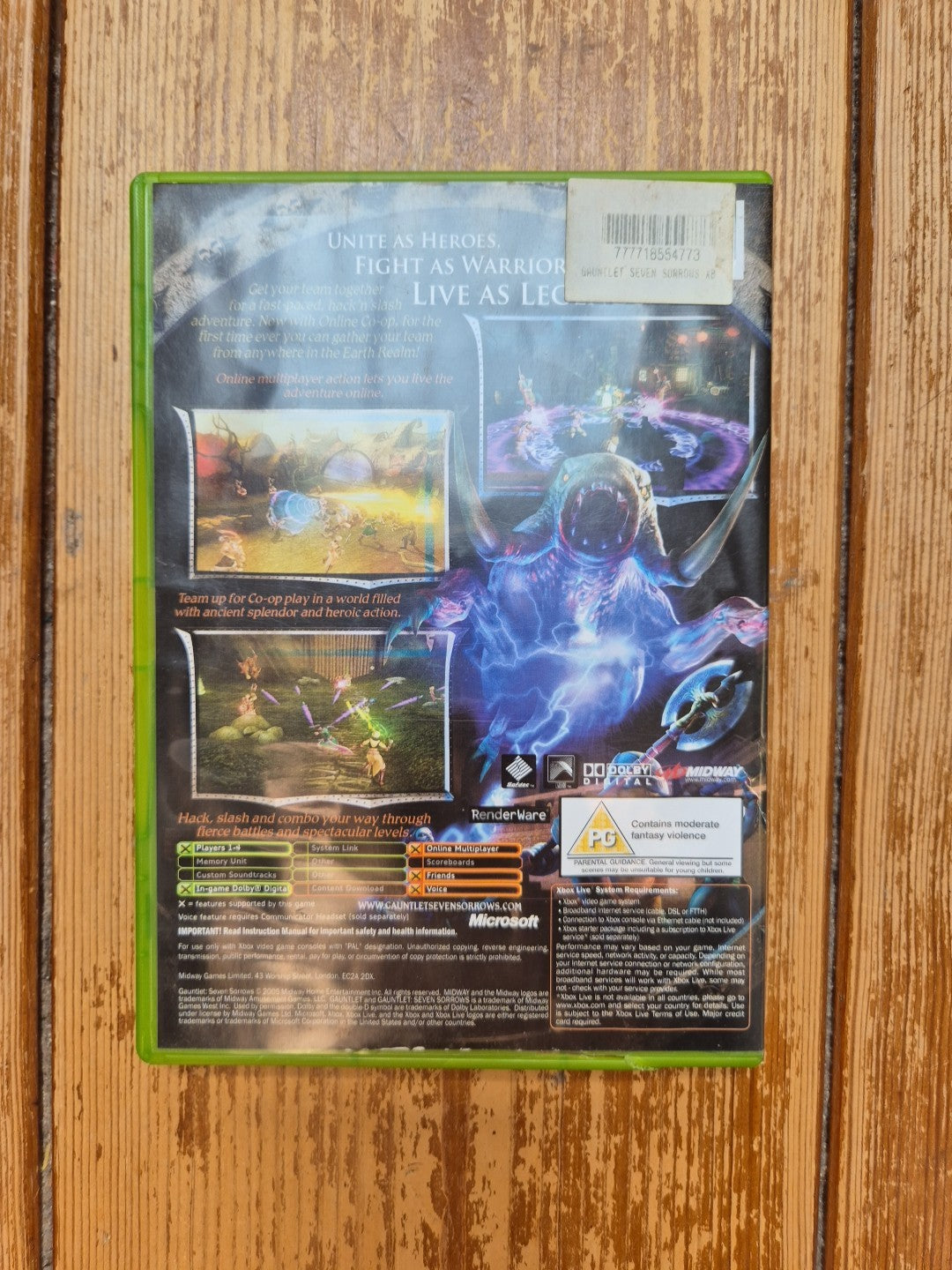 Gauntlet Seven Sorrows Xbox PAL Version Compete With Manual