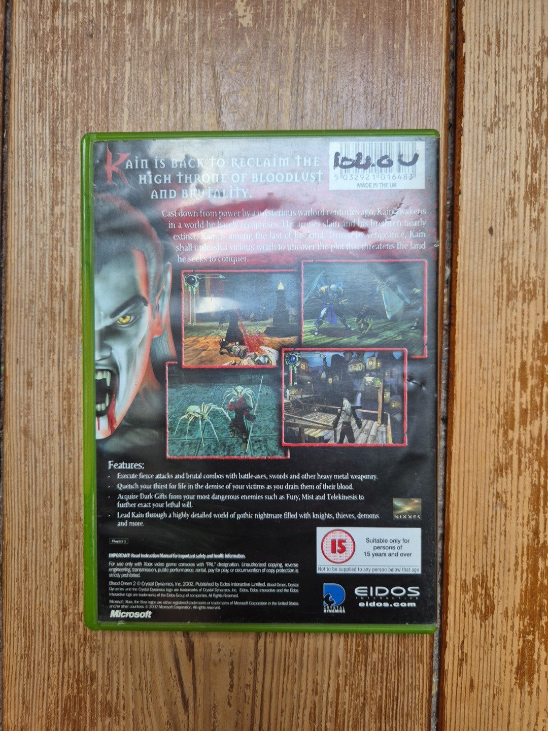 Blood Omen 2 The Legacy of Kain - Xbox - Complete With Manual PAL