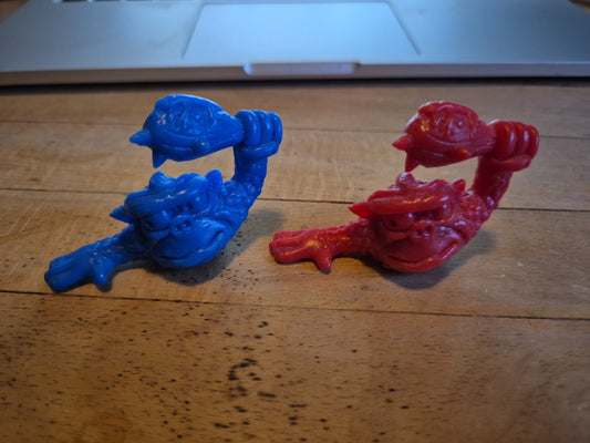 Mini Boglins Vintage Mini-Figures - The Prehistorics - 2x Dent  - Red And Blue