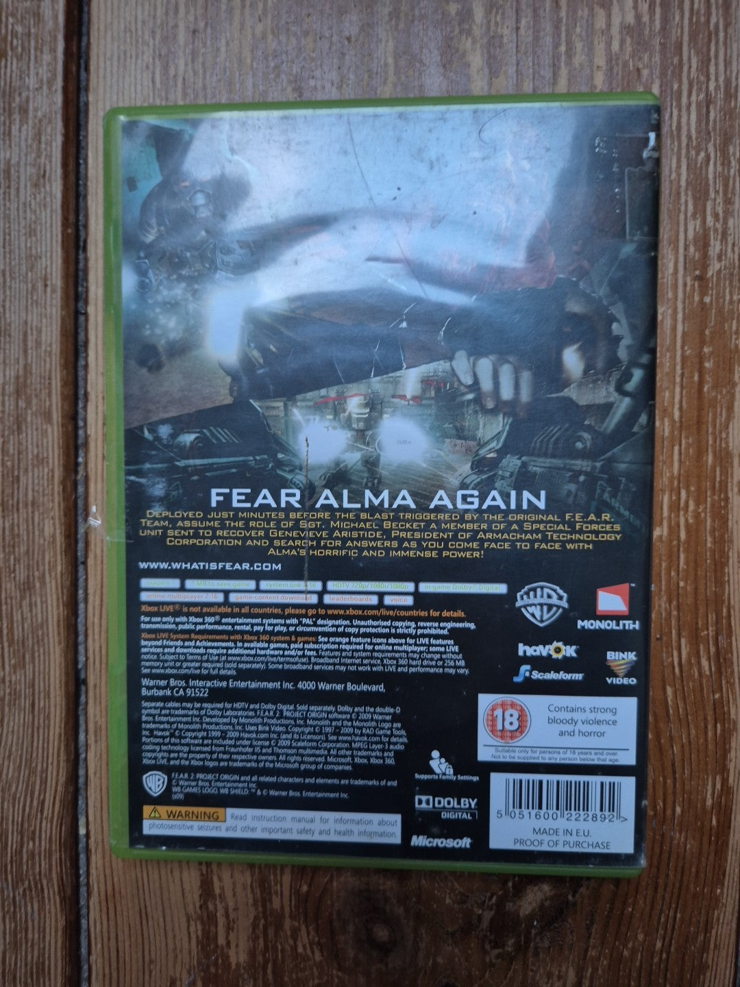 F.E.A.R. 2: Project Origin (Xbox 360) PAL UK Boxed