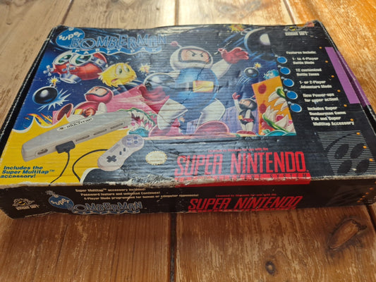 Super Bomberman Party Pak - Super Nintendo SNES - 100% Complete With Multitap
