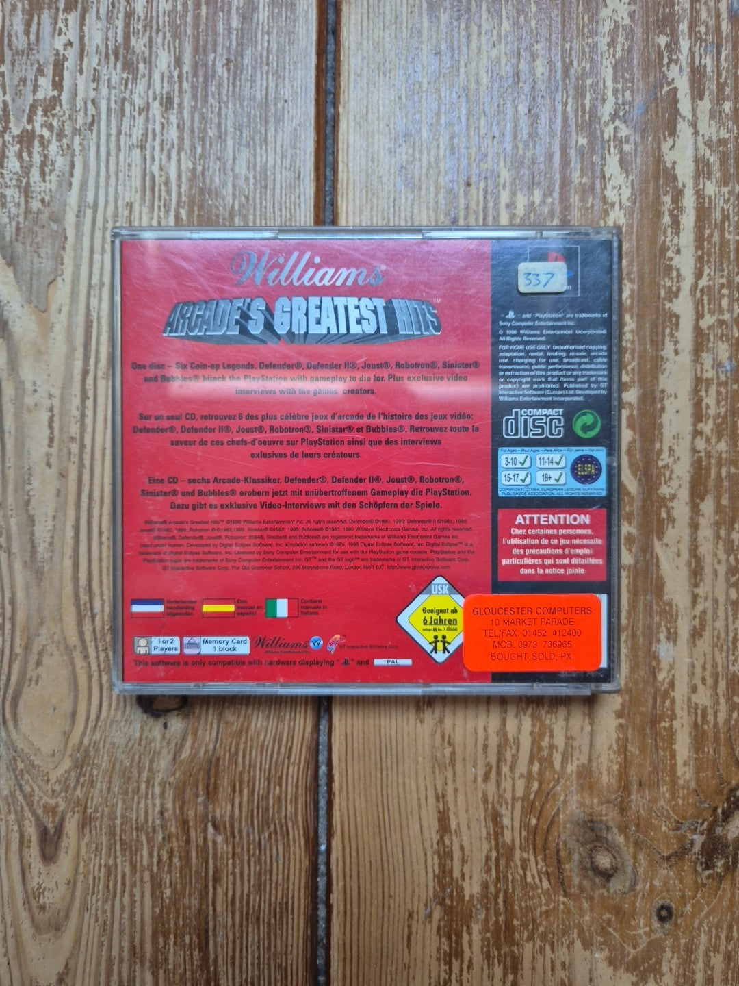 Williams Arcade Greatest Hits PS1 Sony PlayStation Complete With Manual PAL